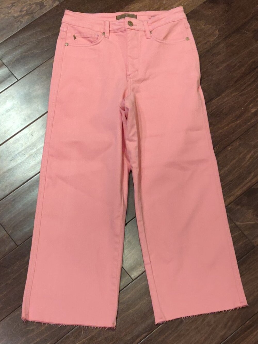 Judy Blue Pink Garment Dyed High Rise Wide Leg Cropped Jeans Size 7/28